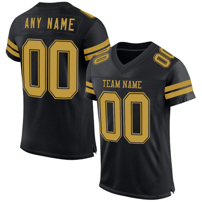 Custom Black Old Gold Mesh Authentic Football Jersey - Sky-Custom