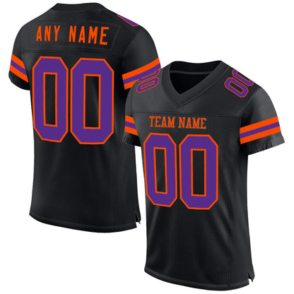 Custom Black Purple-Orange Mesh Authentic Football Jersey - Sky-Custom