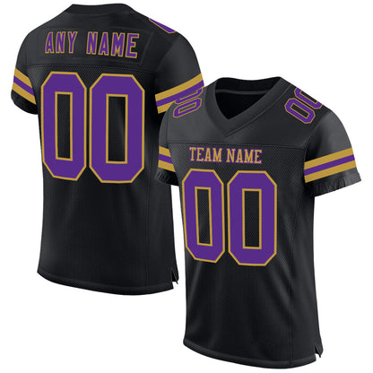 Custom Black Purple-Old Gold Mesh Authentic Football Jersey - Sky-Custom