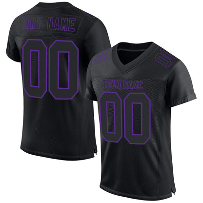 Custom Black Purple Mesh Authentic Football Jersey - Sky-Custom