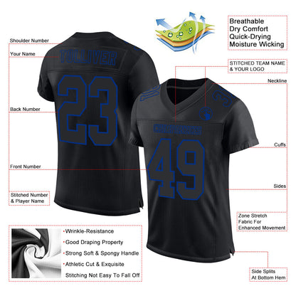 Custom Black Royal Mesh Authentic Football Jersey - Sky-Custom