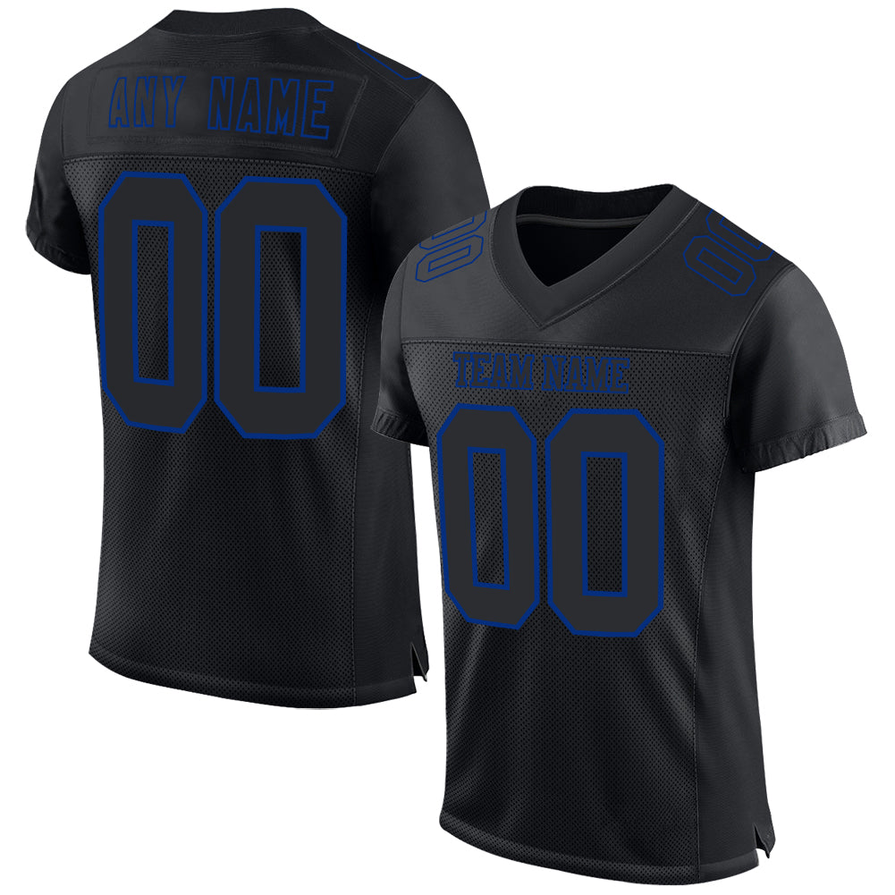 Custom Black Royal Mesh Authentic Football Jersey - Sky-Custom