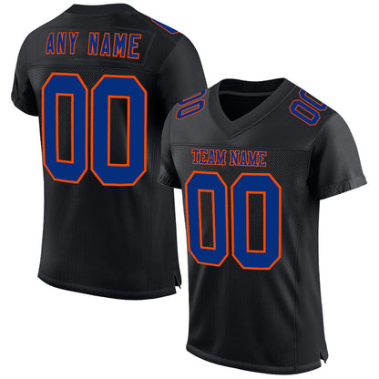 Custom Black Royal-Orange Mesh Authentic Football Jersey - Sky-Custom