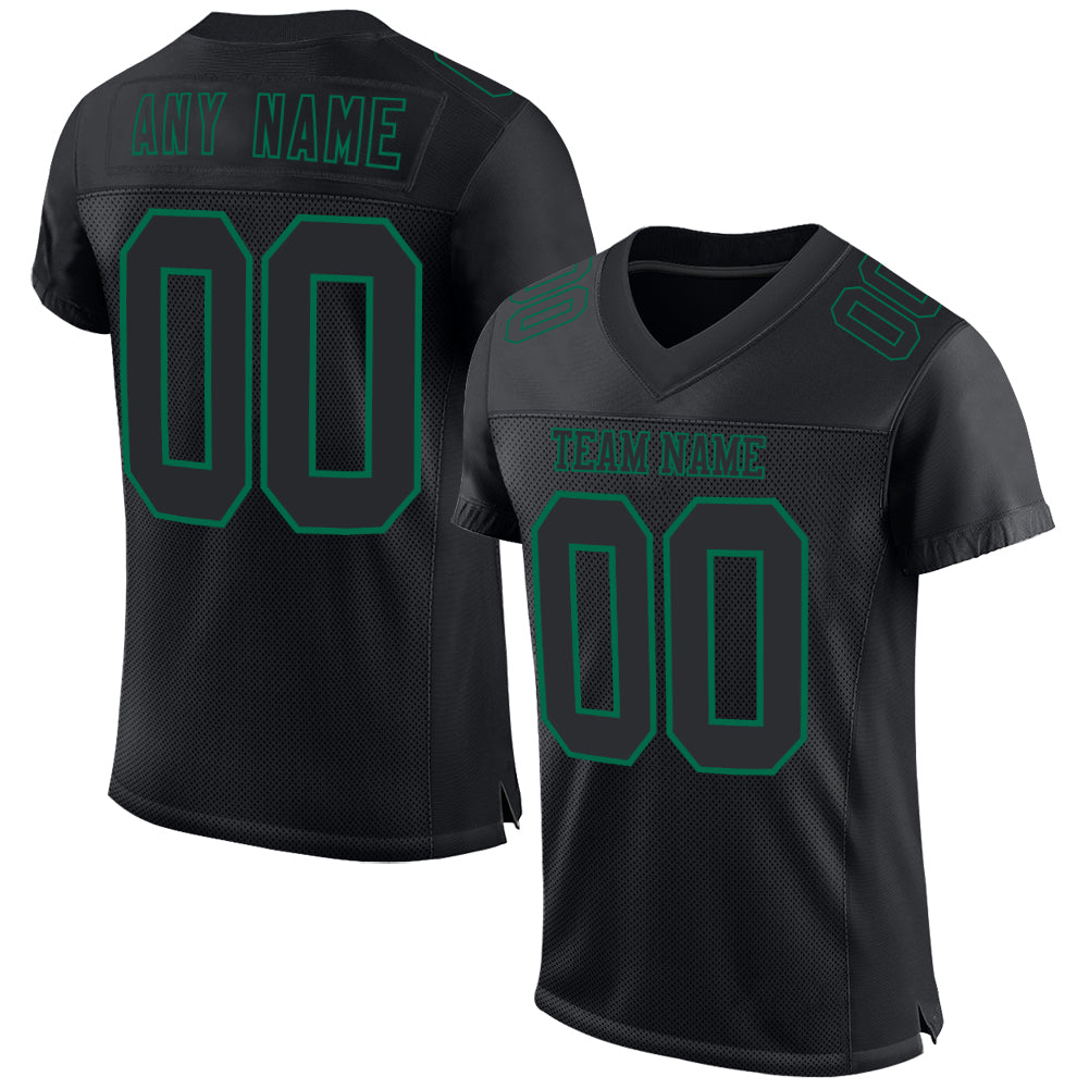 Custom Black Kelly Green Mesh Authentic Football Jersey - Sky-Custom