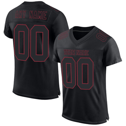 Custom Black Burgundy Mesh Authentic Football Jersey - Sky-Custom