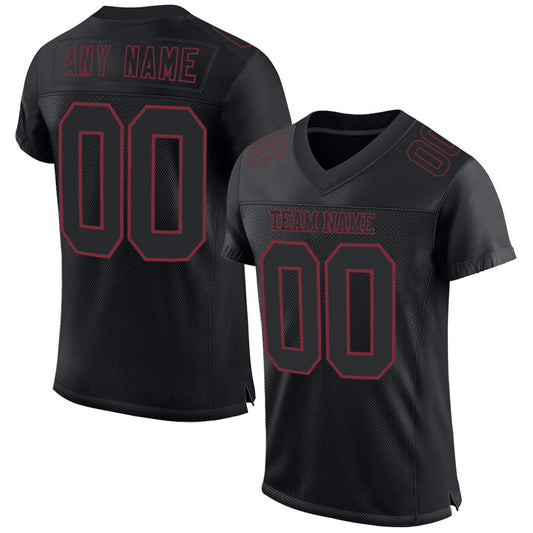 Custom Black Burgundy Mesh Authentic Football Jersey - Sky-Custom