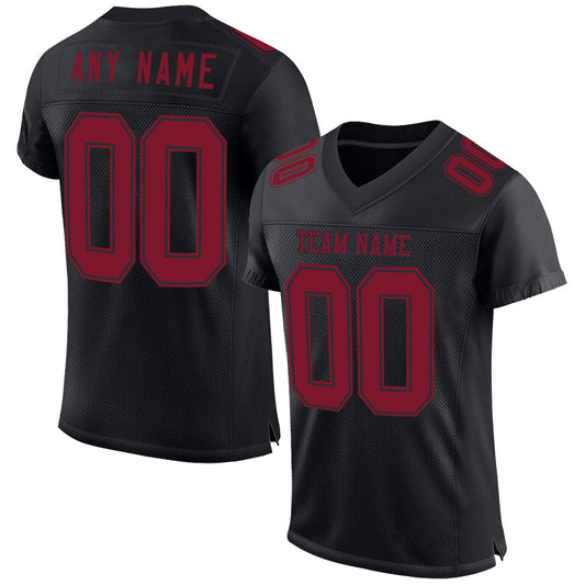 Custom Black Crimson Mesh Authentic Football Jersey - Sky-Custom
