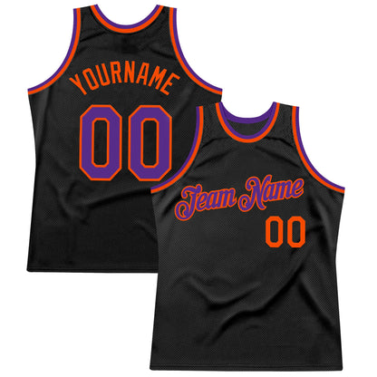 Custom Black Purple-Orange Authentic Throwback Basketball Jersey - Sky-Custom