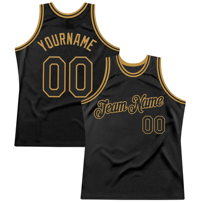 Custom Black Old Gold Authentic Throwback Basketball Jersey - Sky-Custom