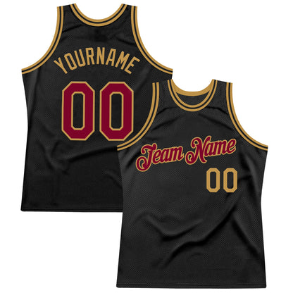 Custom Black Maroon-Old Gold Authentic Throwback Basketball Jersey - Sky-Custom