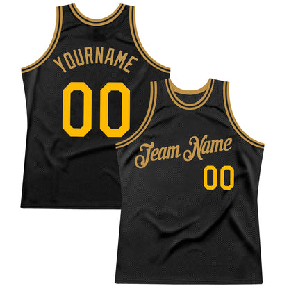 Custom Black Gold-Old Gold Authentic Throwback Basketball Jersey - Sky-Custom