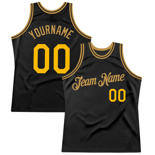 Custom Black Gold-Old Gold Authentic Throwback Basketball Jersey - Sky-Custom