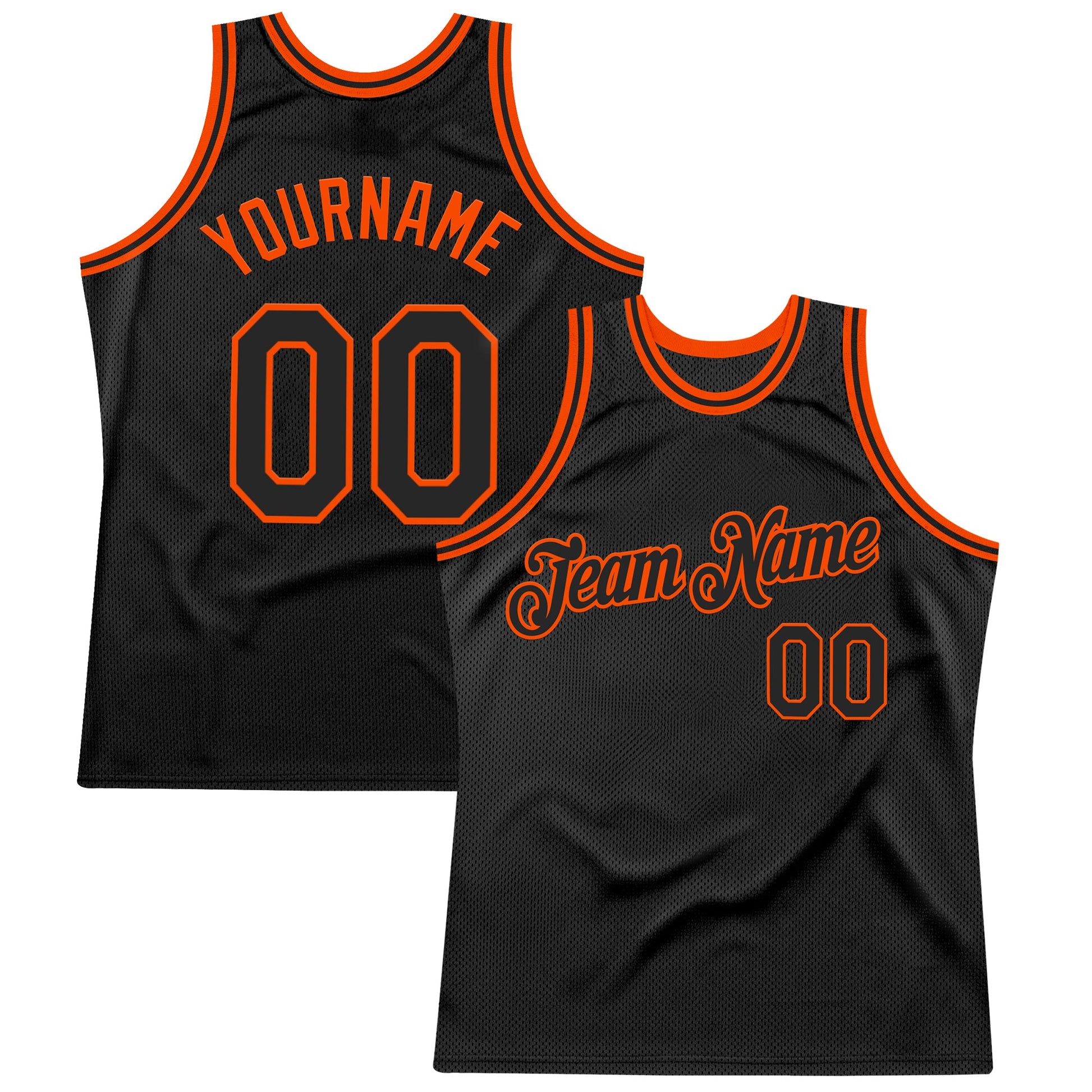 Custom Black Orange Authentic Throwback Basketball Jersey - Sky-Custom