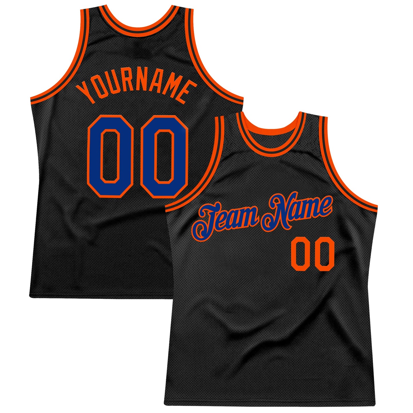 Custom Black Royal-Orange Authentic Throwback Basketball Jersey - Sky-Custom