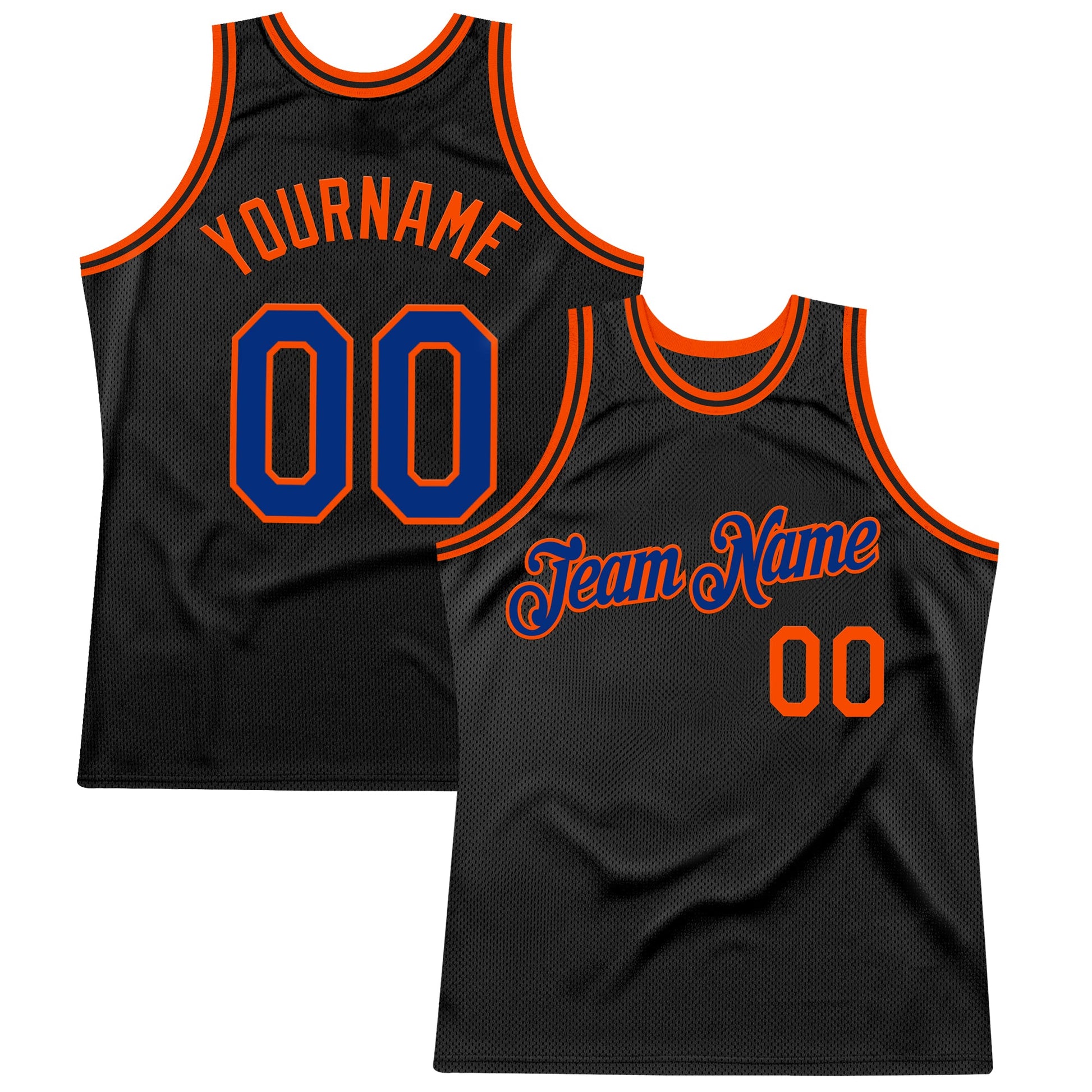 Custom Black Royal-Orange Authentic Throwback Basketball Jersey - Sky-Custom