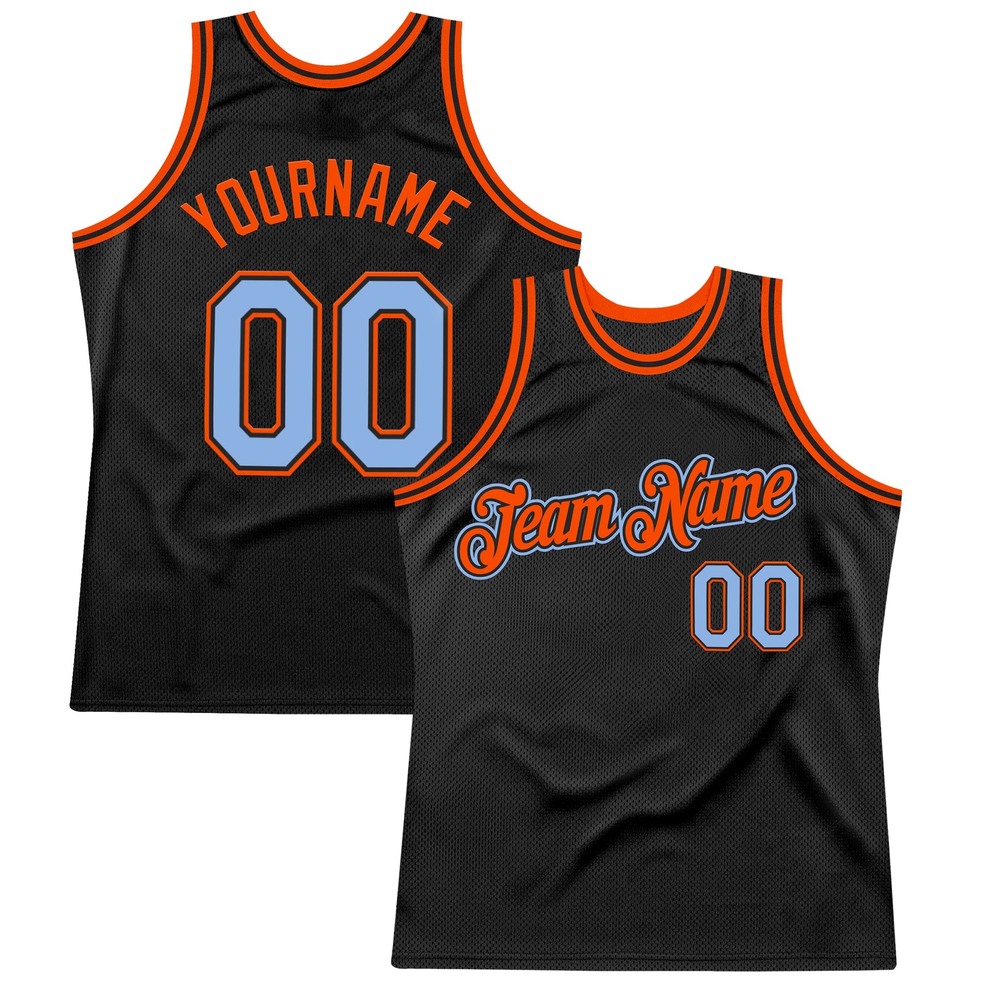 Custom Black Light Blue-Orange Authentic Throwback Basketball Jersey - Sky-Custom