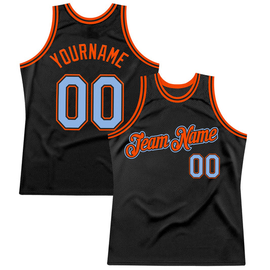 Custom Black Light Blue-Orange Authentic Throwback Basketball Jersey - Sky-Custom