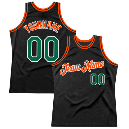 Custom Black Kelly Green-Orange Authentic Throwback Basketball Jersey - Sky-Custom
