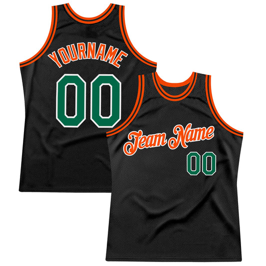 Custom Black Kelly Green-Orange Authentic Throwback Basketball Jersey - Sky-Custom