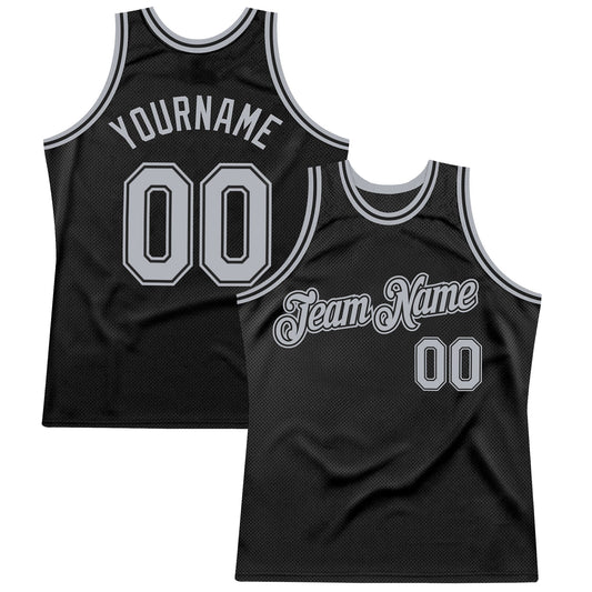 Custom Black Gray Authentic Throwback Basketball Jersey - Sky-Custom