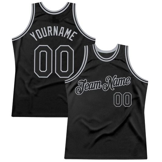 Custom Black Gray Authentic Throwback Basketball Jersey - Sky-Custom