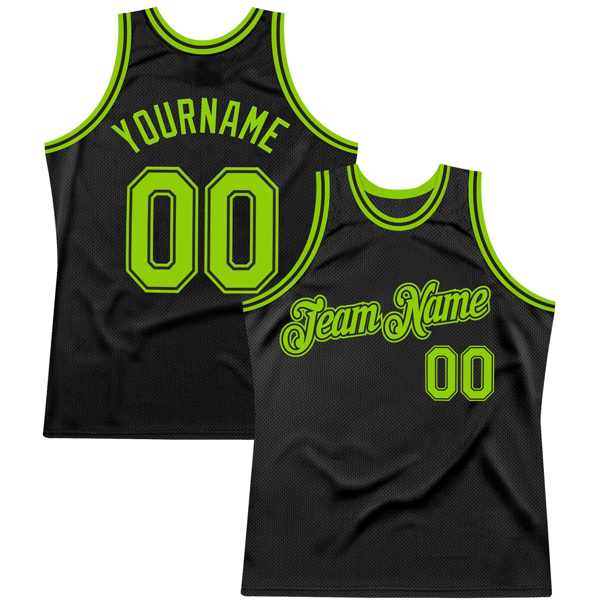 Custom Black Neon Green Authentic Throwback Basketball Jersey - Sky-Custom
