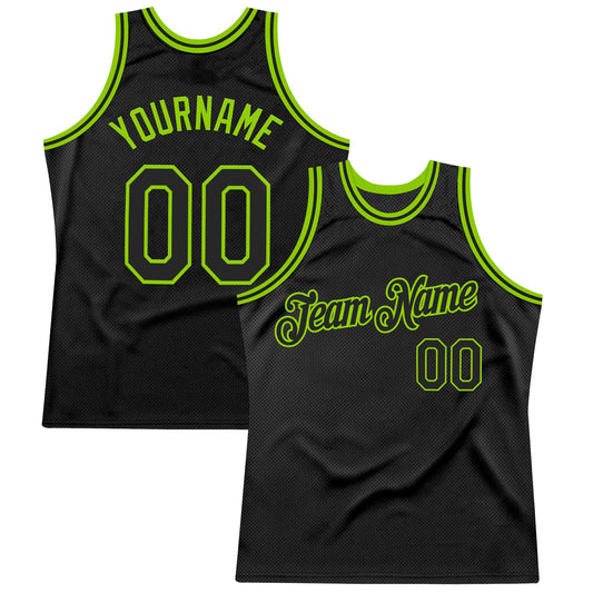 Custom Black Neon Green Authentic Throwback Basketball Jersey - Sky-Custom