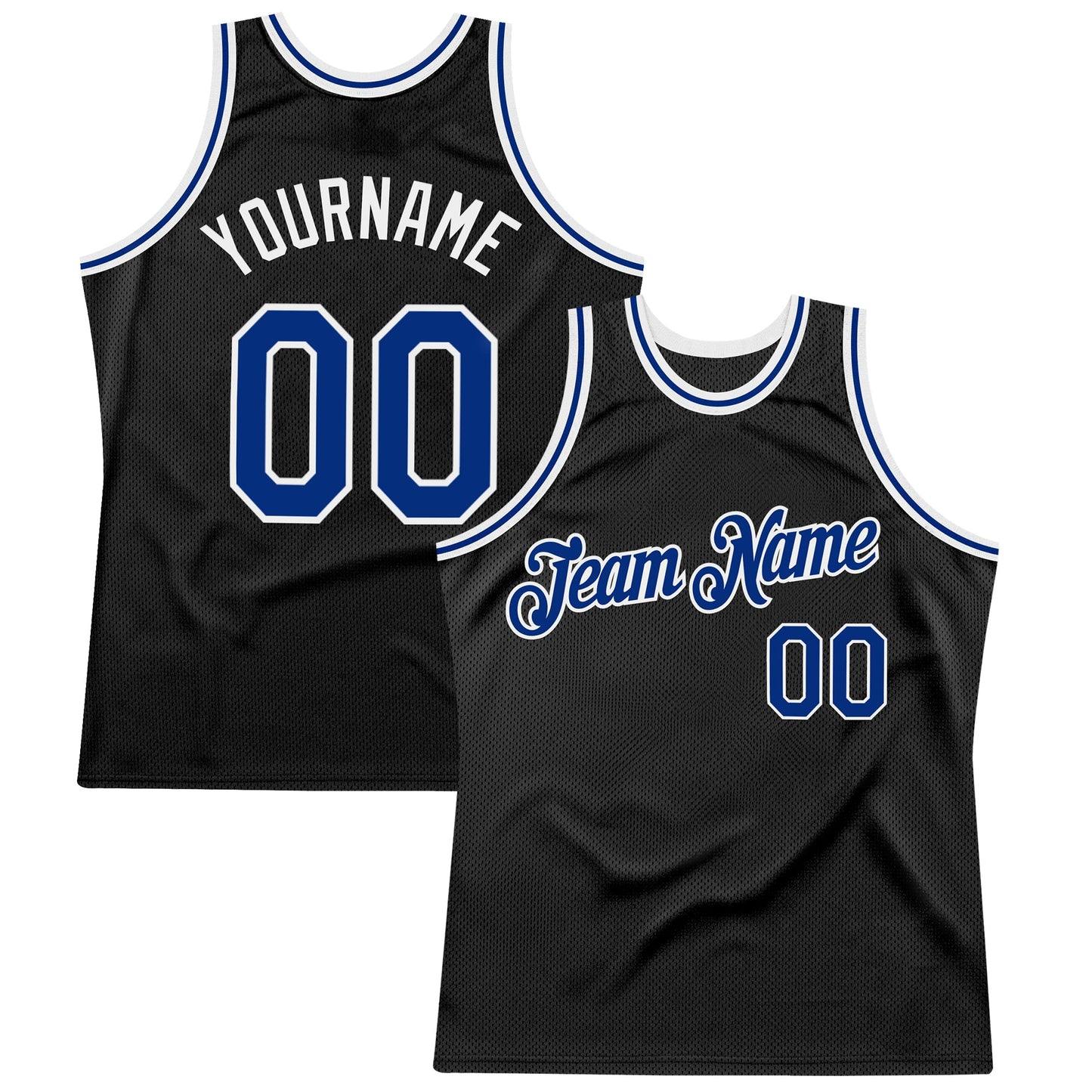 Custom Black Royal-White Authentic Throwback Basketball Jersey - Sky-Custom