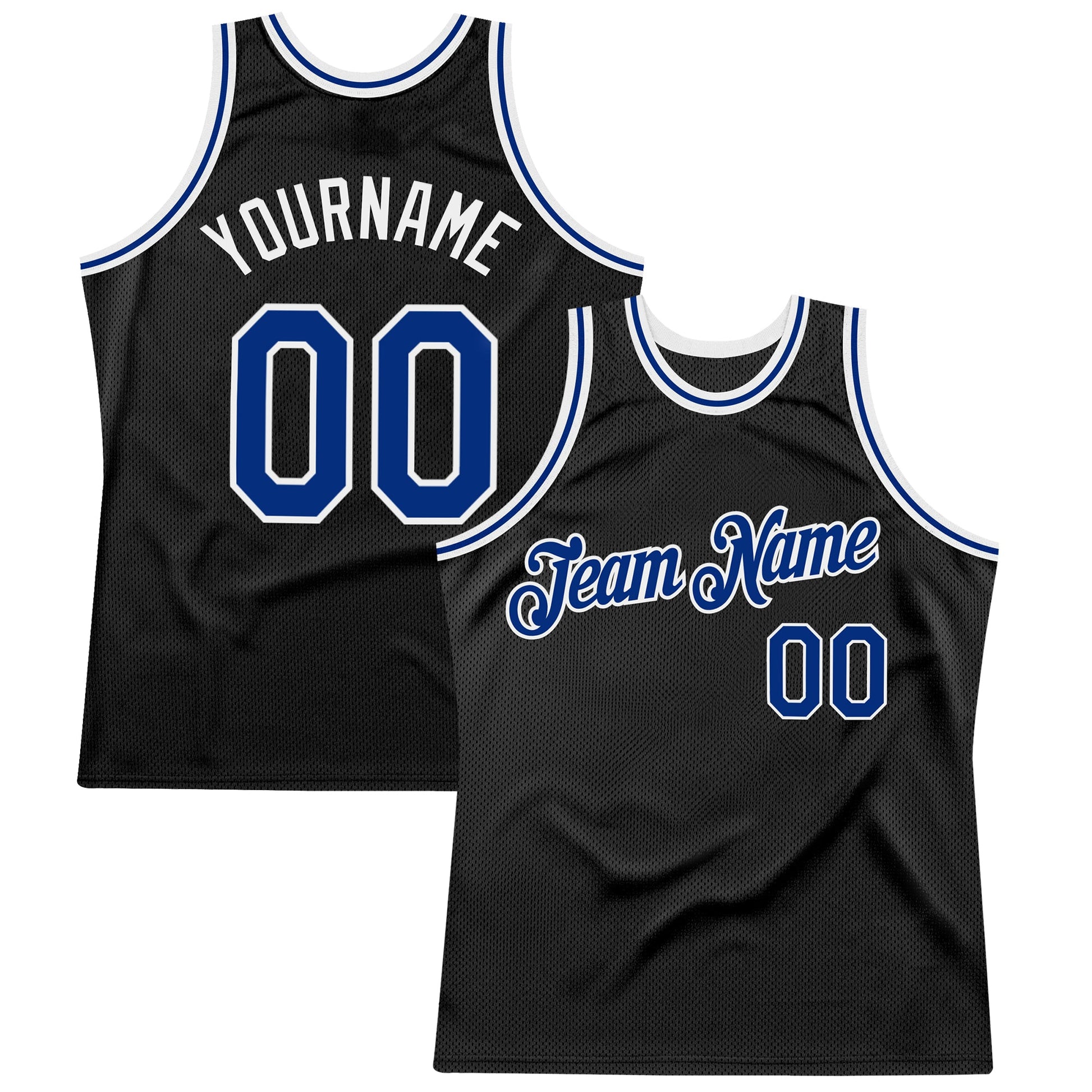 Custom Black Royal-White Authentic Throwback Basketball Jersey - Sky-Custom