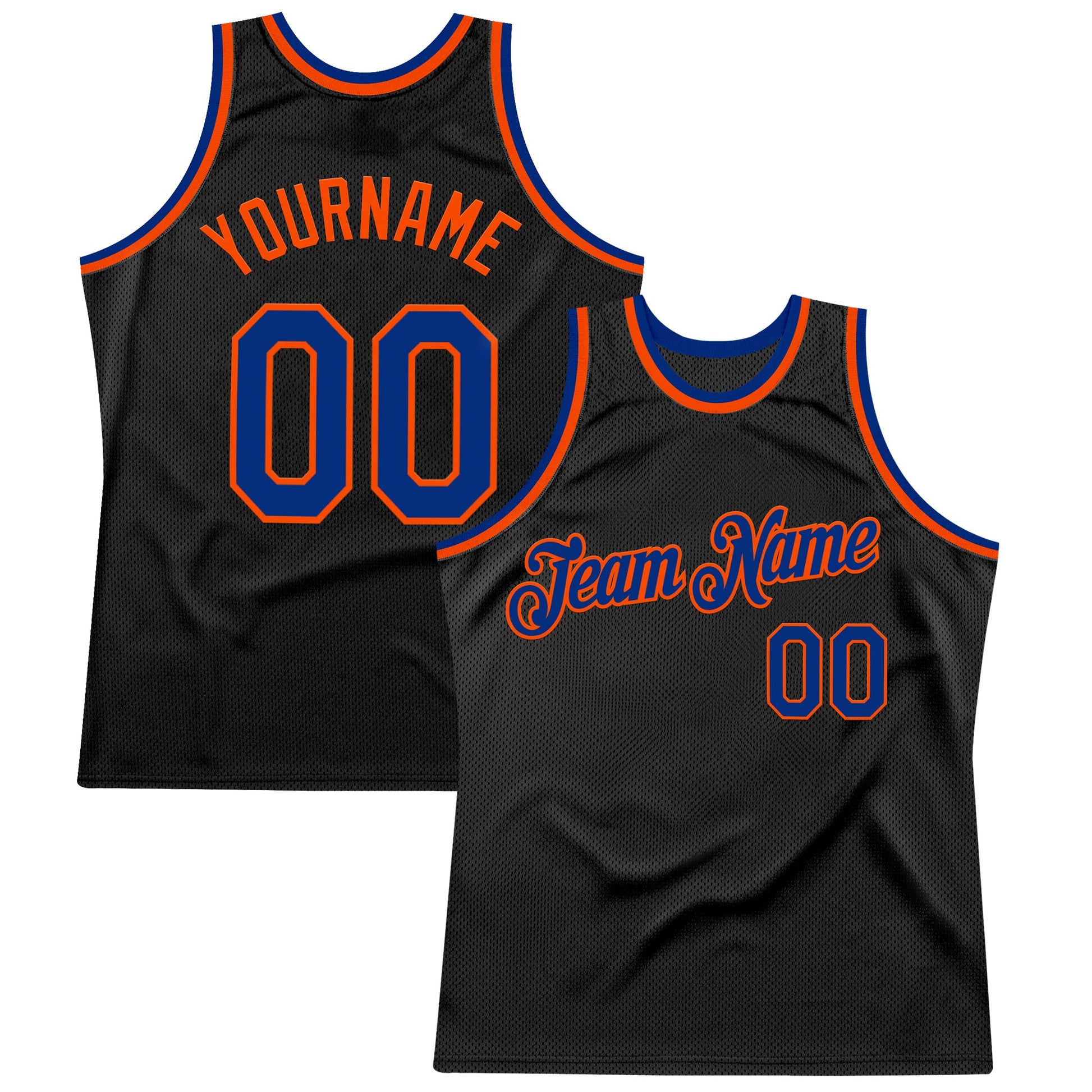 Custom Black Royal-Orange Authentic Throwback Basketball Jersey - Sky-Custom