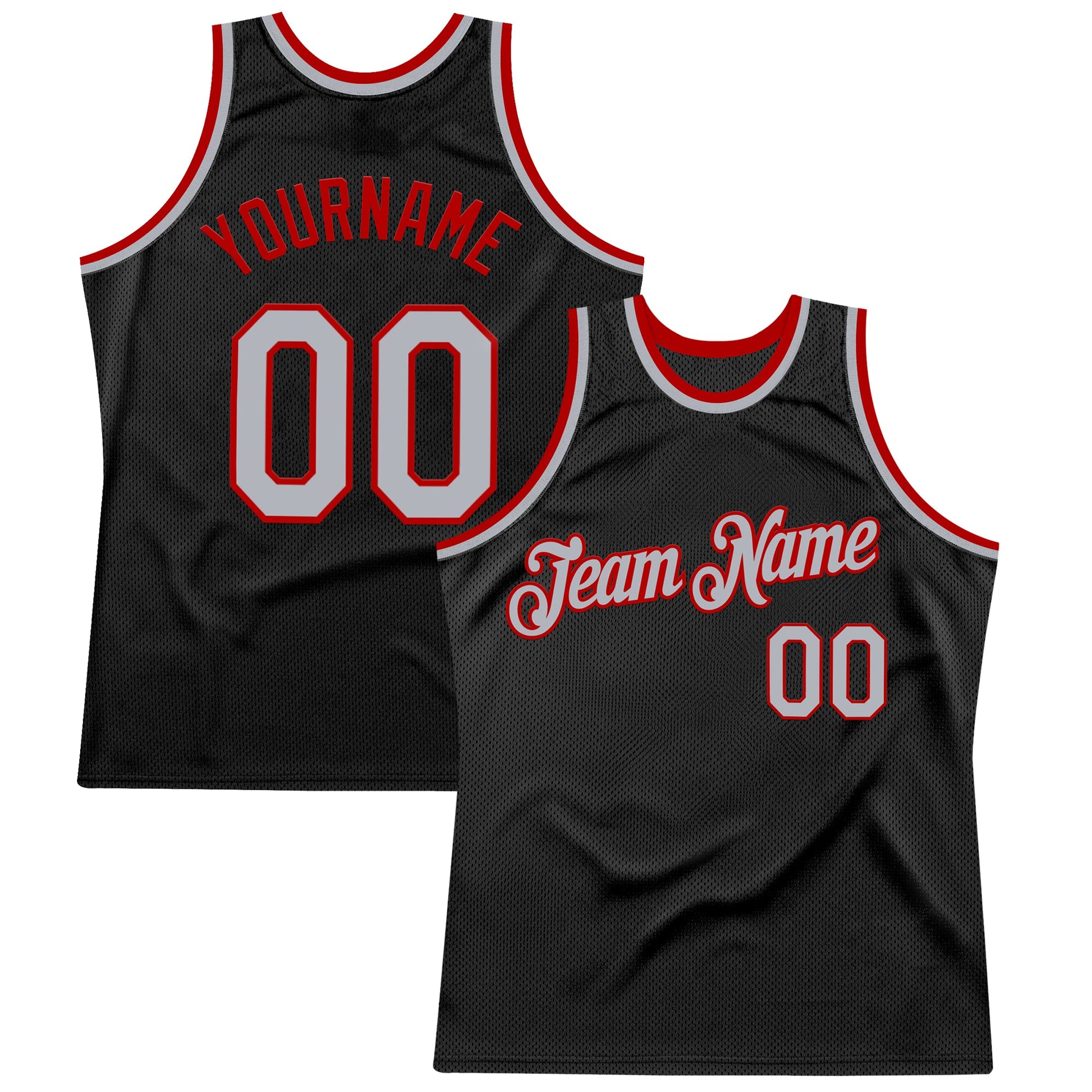 Custom Black Gray-Red Authentic Throwback Basketball Jersey - Sky-Custom
