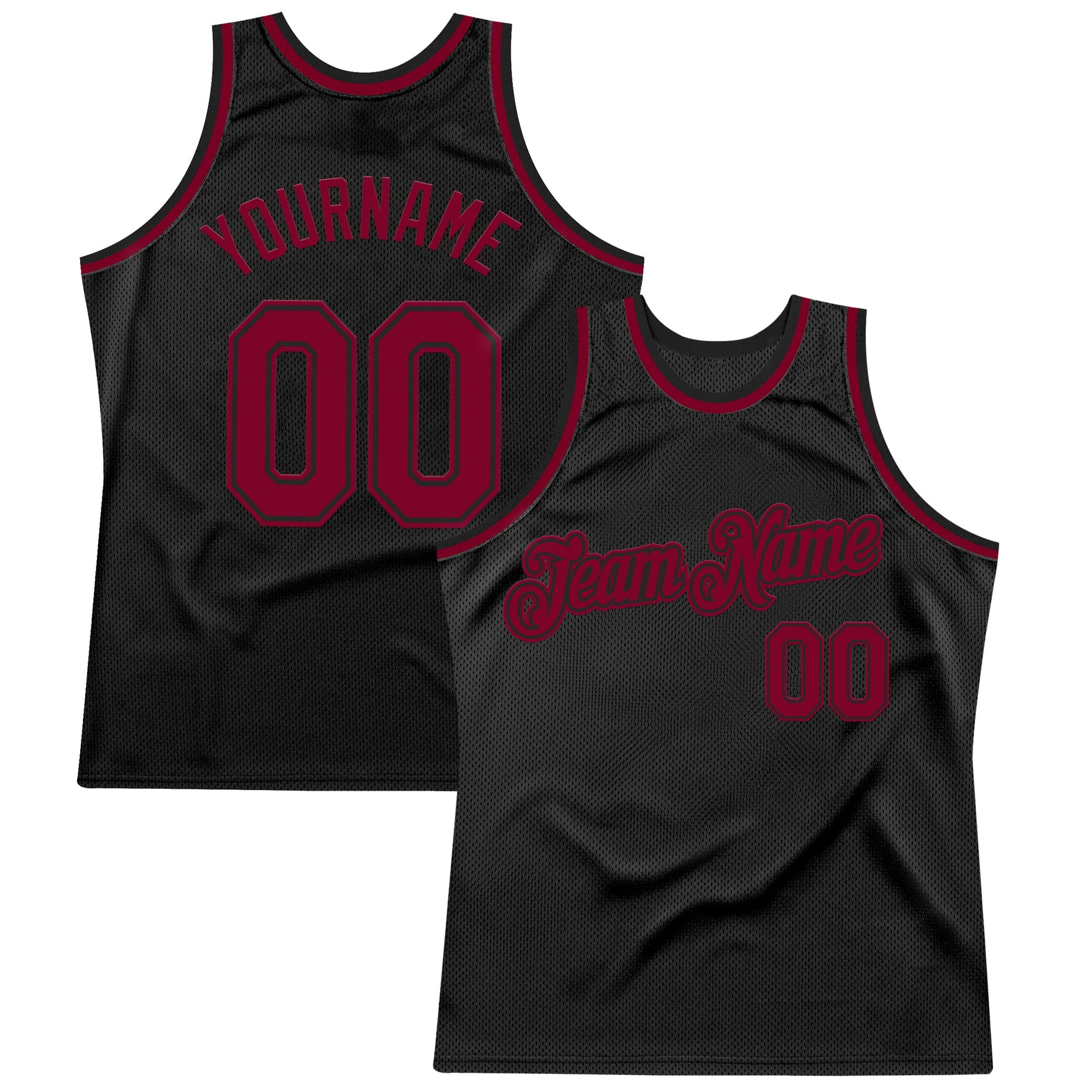 Custom Black Maroon Authentic Throwback Basketball Jersey - Sky-Custom