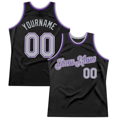Custom Black Gray-Purple Authentic Throwback Basketball Jersey - Sky-Custom