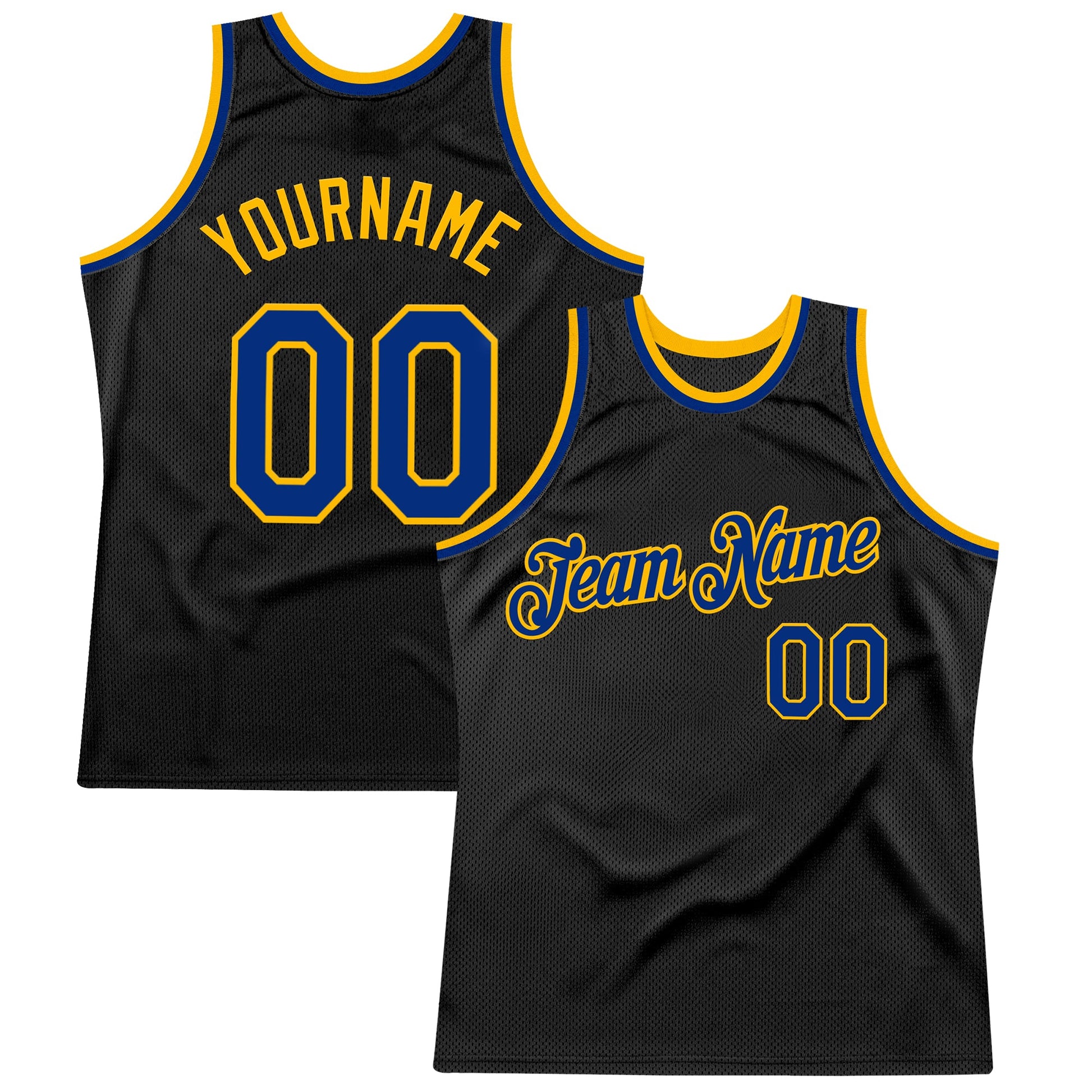 Custom Black Royal-Gold Authentic Throwback Basketball Jersey - Sky-Custom
