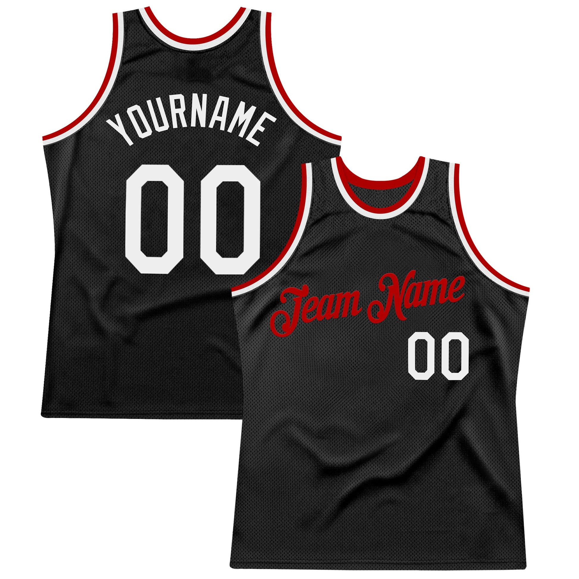 Custom Black White-Red Authentic Throwback Basketball Jersey - Sky-Custom