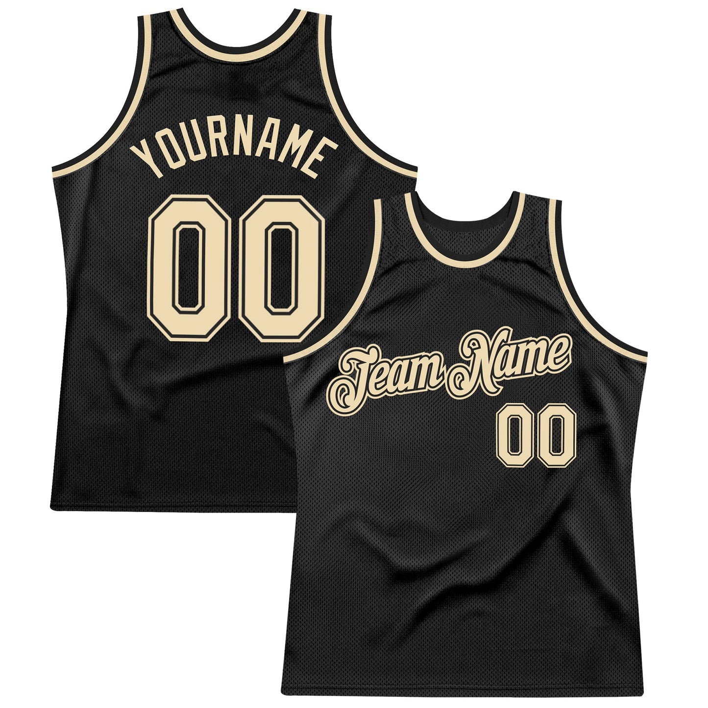 Custom Black Cream Authentic Throwback Basketball Jersey - Sky-Custom