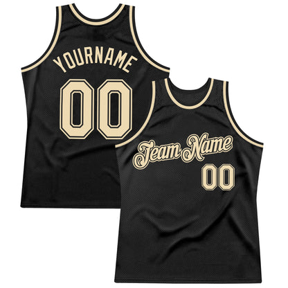 Custom Black Cream Authentic Throwback Basketball Jersey - Sky-Custom