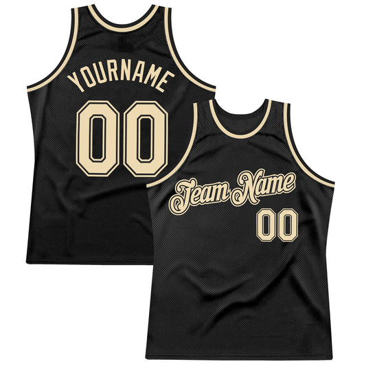 Custom Black Cream Authentic Throwback Basketball Jersey - Sky-Custom