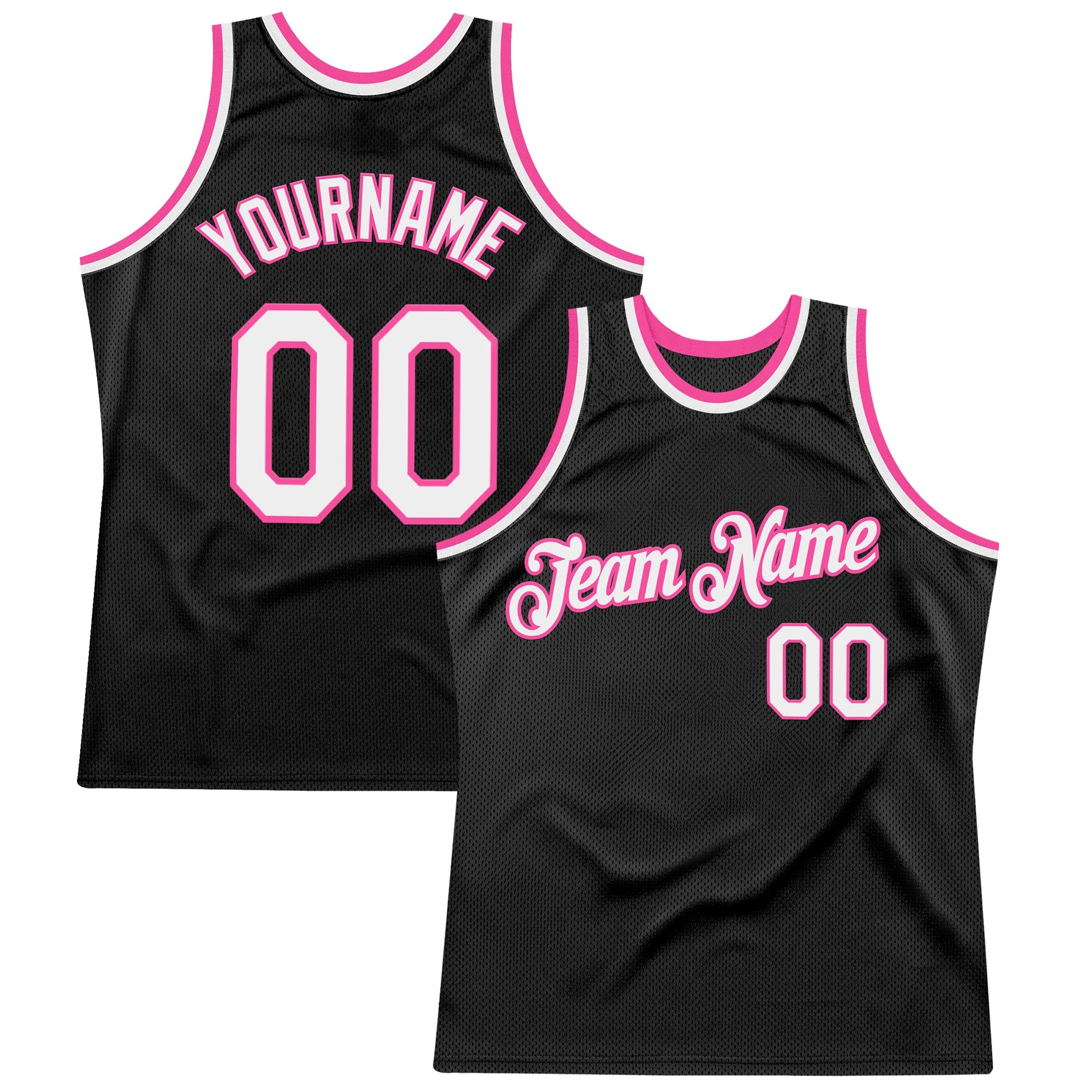 Custom Black White-Pink Authentic Throwback Basketball Jersey - Sky-Custom