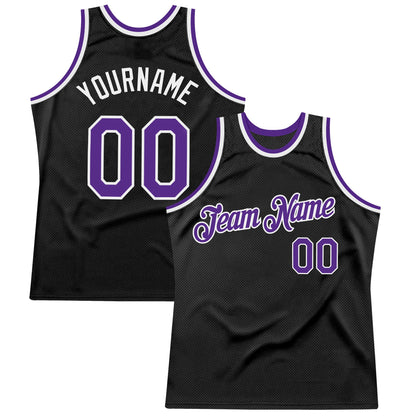Custom Black Purple-White Authentic Throwback Basketball Jersey - Sky-Custom
