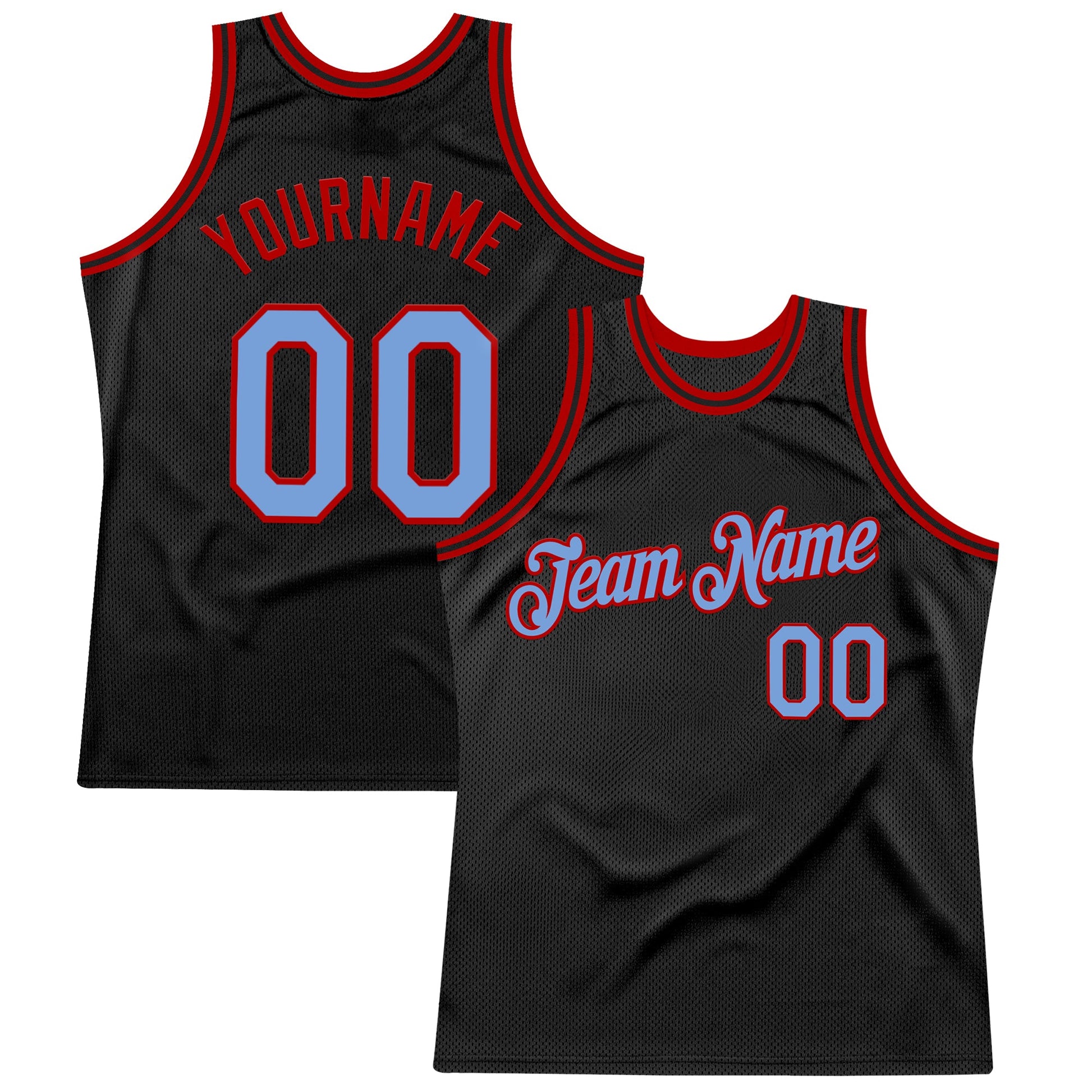 Custom Black Light Blue-Red Authentic Throwback Basketball Jersey - Sky-Custom