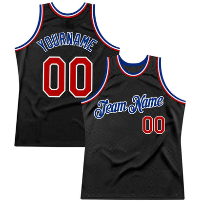 Custom Black Red-Royal Authentic Throwback Basketball Jersey - Sky-Custom