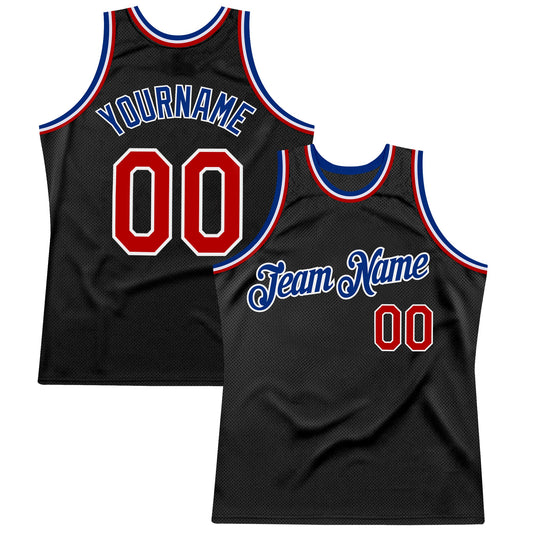 Custom Black Red-Royal Authentic Throwback Basketball Jersey - Sky-Custom