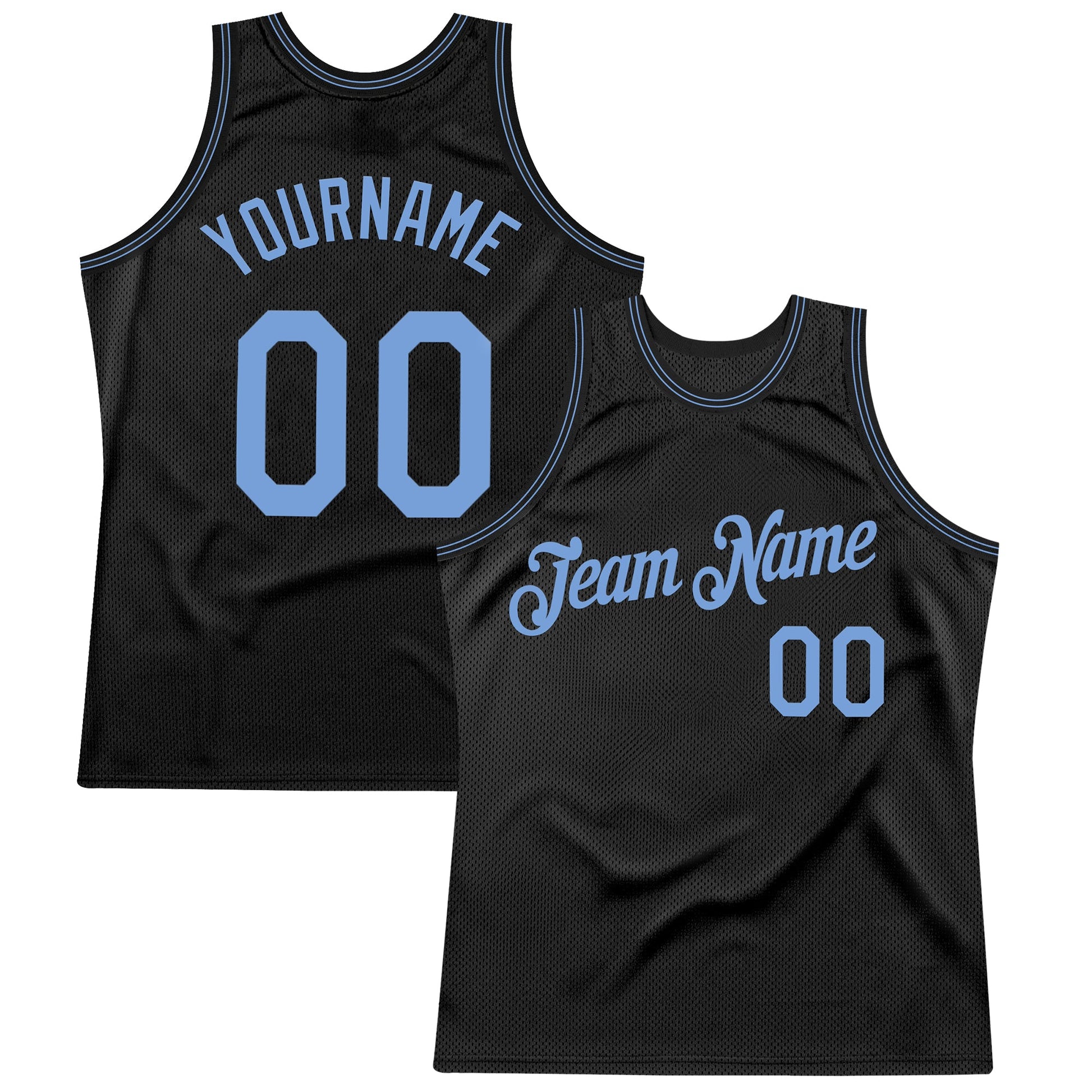 Custom Black Light Blue Authentic Throwback Basketball Jersey - Sky-Custom