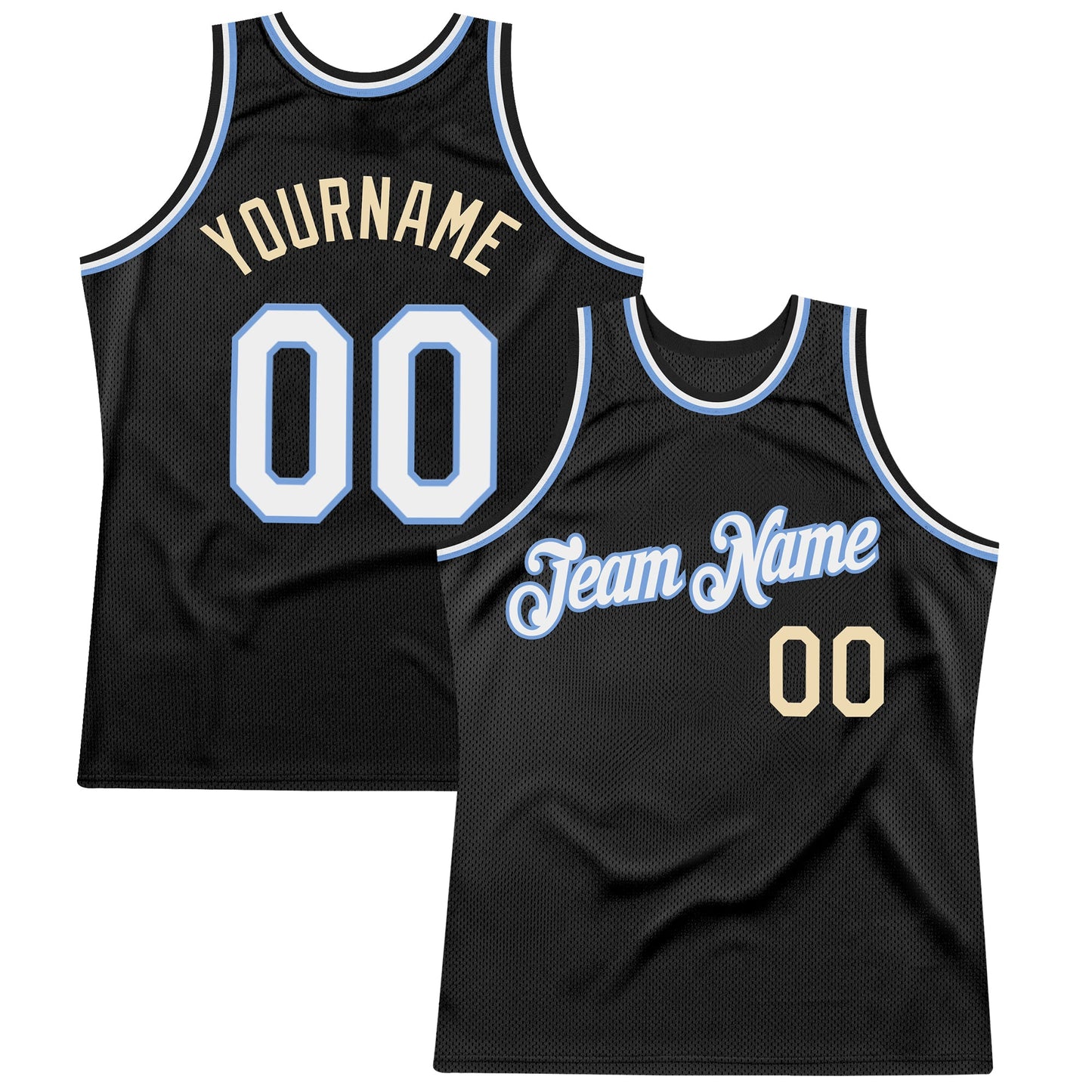 Custom Black White Light Blue-Cream Authentic Throwback Basketball Jersey - Sky-Custom