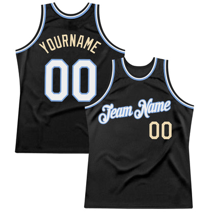 Custom Black White Light Blue-Cream Authentic Throwback Basketball Jersey - Sky-Custom