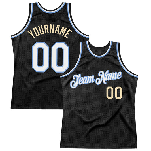 Custom Black White Light Blue-Cream Authentic Throwback Basketball Jersey - Sky-Custom