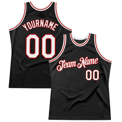 Custom Black White-Red Authentic Throwback Basketball Jersey - Sky-Custom
