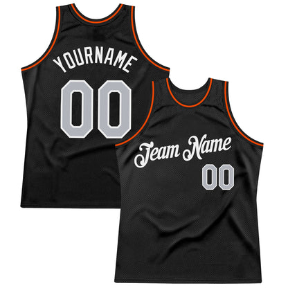 Custom Black Gray-Orange Authentic Throwback Basketball Jersey - Sky-Custom