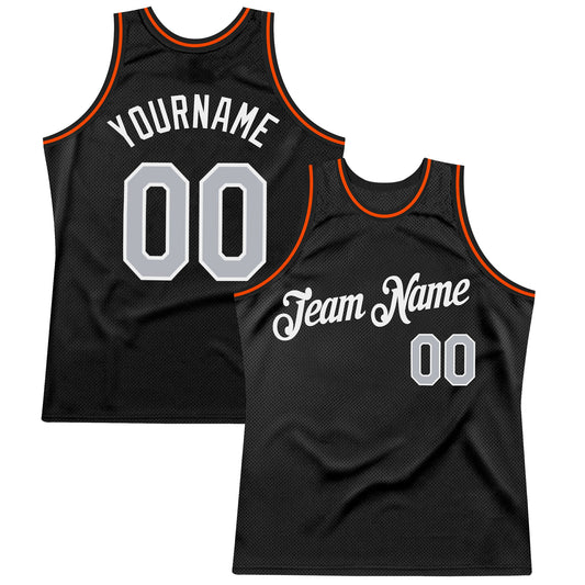 Custom Black Gray-Orange Authentic Throwback Basketball Jersey - Sky-Custom